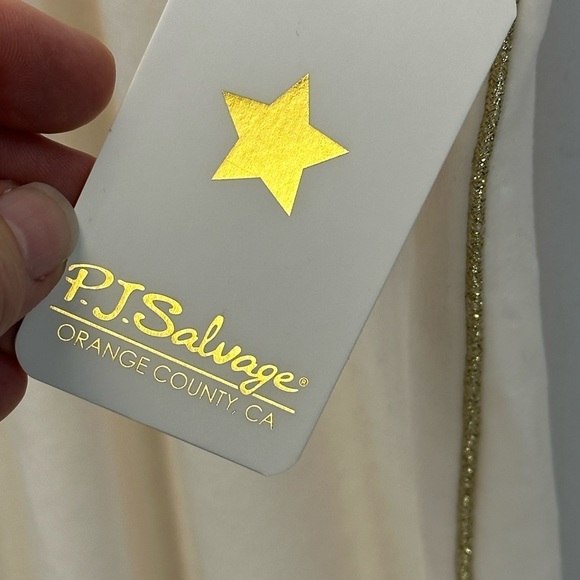 PJ Salvage Drawstring Gold Side Piping Lounge Sleep Jogger Pants - Stone - Large - Picture 4 of 9